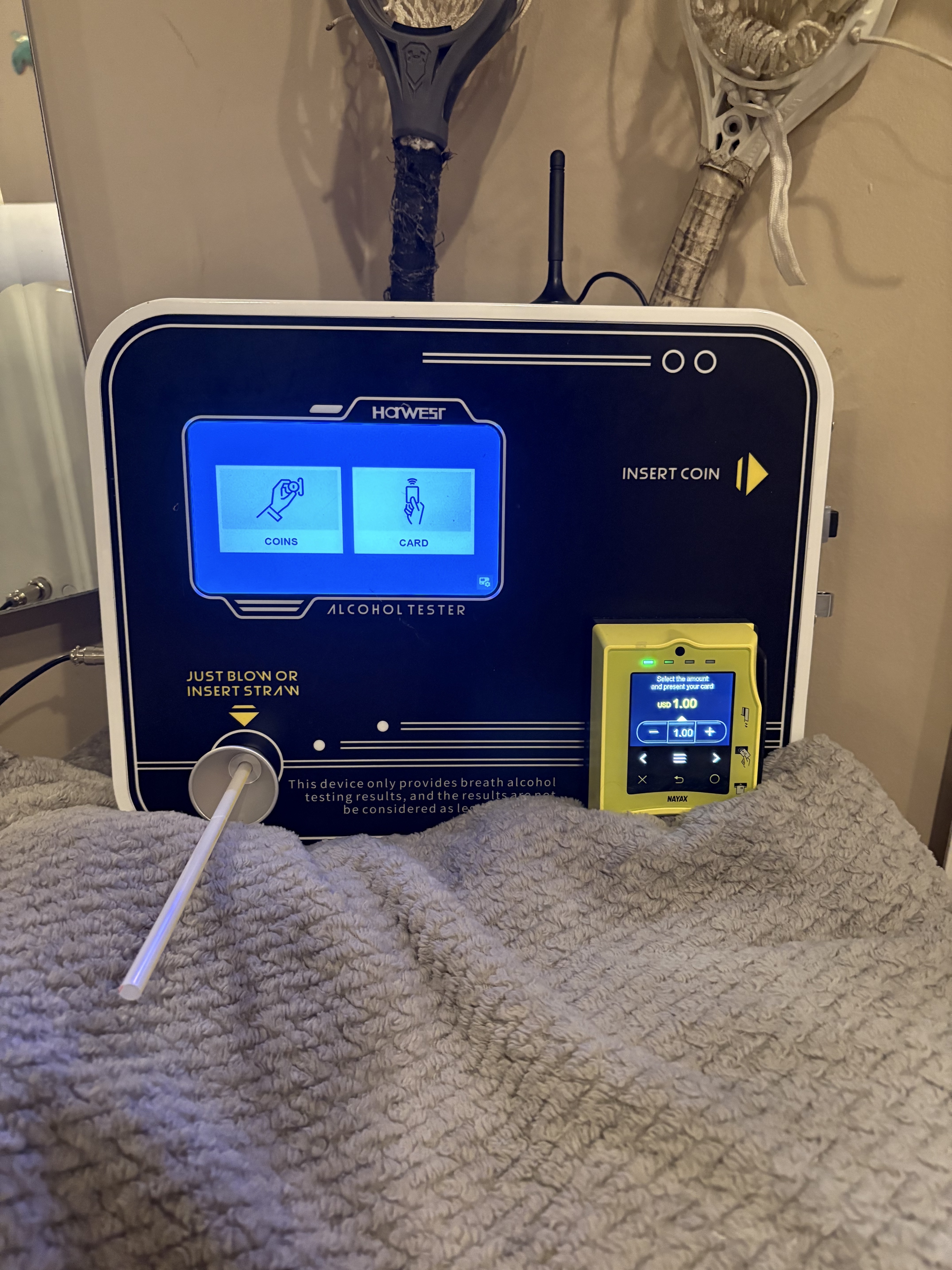 Actual Low Blow kiosk installed in a venue